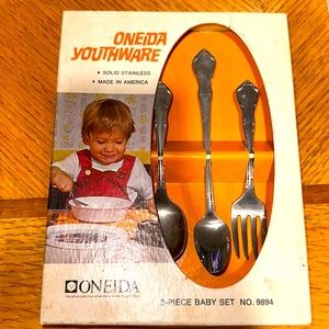 Oneida Youth ware 3 piece solid stainless baby set